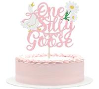 One Silly Goose Cake Topper Gübsch Geese Cake Decoration Flower Cake Decoration for Birthday Party Cake Decoration White Light Pink