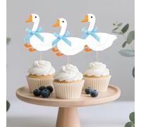 One Silly Goose Cupcake Topper Cake Topper for Boy Girl Baby Shower Decor Silly Goose Birthday Party Cake Decorations 20pcs (Blue)
