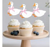 One Silly Goose Cupcake Topper Cake Topper for Boy Girl Baby Shower Decor Silly Goose Birthday Party Cake Decorations 20pcs (Pink)