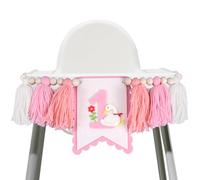 One Silly Goose High Chair Banner, Pre-Strung 1st Birthday Highchair Banner Felt Silly Goose Garland Birthday Decorations for Girls (Pink)
