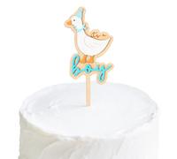 One Silly Goose Wooden Cake Topper, It's a Girl or Boy Design, 8.8 x 3.9 inches, Birthday Party Decoration (Blue)