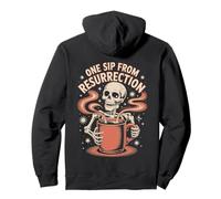 One Sip From Resurrection Skeleton Coffee Design Pullover Hoodie