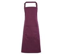 Premier Women's Colours Bip Apron With Pocket Workwear Pack of 2 in Aubergine Premier Aubergine
