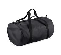 (One Size, Black/Black) BagBase Packaway Barrel Bag / Duffle Water Resistant Travel Bag (32 Litres) (Pack of 2)