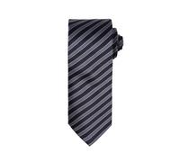 (One Size, Black/Dark Grey) Premier Mens Double Stripe Pattern Formal Business Tie
