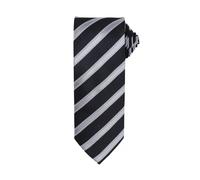(One Size, Black/Dark Grey) Premier Mens Waffle Stripe Formal Business Tie (Pack of 2)