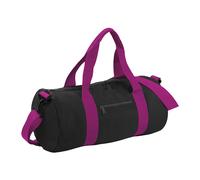(One Size, Black/Fuchia) Bagbase Plain Varsity Barrel / Duffle Bag (20 Litres) (Pack of 2)