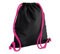 (One Size, Black/Fuchsia) Bagbase Icon Drawstring Bag