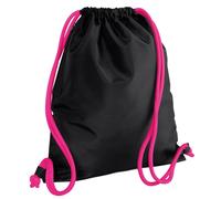 (One Size, Black/Fuchsia) Bagbase Icon Drawstring Bag/Gymsac