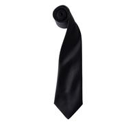 Premier Men's Plain Satin Tie (Narrow Blade) in Black Premier Black One Size