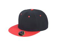 (One Size, Black/Red) Result Unisex Core Bronx Original Flat Peak Snapback Dual Colour Cap (Pack of 2)