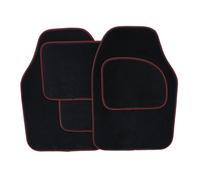 Streetwize SWCM30 Velour Car Floor Mat Set of 4, Anti-Slip Car Mats - Car Interior Accessory (Red/Black)