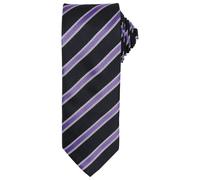Premier Mens Stripe Waffle Tie (Black/Rich Violet) - One Size