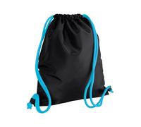 (One Size, Black/Surf Blue) Bagbase Icon Drawstring Bag/Gymsac