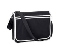 (One Size, Black/White) Bagbase Retro Messenger Bag