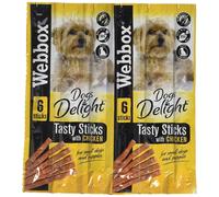 (One Size, Chicken) Webbox Dogs Delight Tasty Sticks (Pack Of 12)