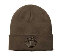 (One Size, Chocolate Brown) Timberland Unisex Adult Logo Ribbed Beanie