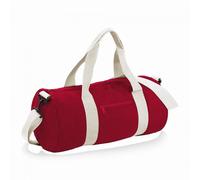 (One Size, Classic Red/Off White) Bagbase Plain Varsity Barrel / Duffle Bag (20 Litres)