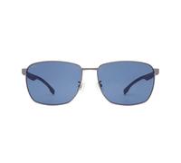 (One Size, Dark Ruthenium/Blue) Hugo Boss Mens Rectangle Sunglasses