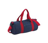 (One Size, French Navy/Classic Red) Bagbase Plain Varsity Barrel / Duffle Bag (20 Litres) (Pack of 2)