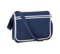 (One Size, French Navy/White) Bagbase Retro Messenger Bag