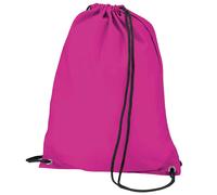 (One Size, Fuschia) BagBase Budget Water Resistant Sports Gymsac Drawstring Bag (11L) (Pack of 2)