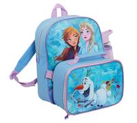 (One Size) Girls Disney Frozen 2 Backpack + Lunchbag + Water Bottle Matching 3 Piece Set
