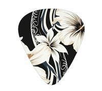 One Size Guitar Picks Bulk 3 Different Thickness Personalized Guitar Plectrums With Storage Box Black And White Hawaiian Flowers Guitar Accessories For Bass Electric Guitar Acoustic Guitar Lovers