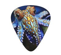 One Size Guitar Picks Bulk 3 Different Thickness Personalized Guitar Plectrums With Storage Box Blue Ringed Octopus Guitar Accessories For Bass Electric Guitar Acoustic Guitar Lovers