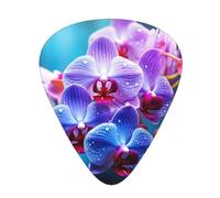 One Size Guitar Picks Bulk 3 Different Thickness Personalized Guitar Plectrums With Storage Box Colorful Orchids Flower Guitar Accessories For Bass Electric Guitar Acoustic Guitar Lovers