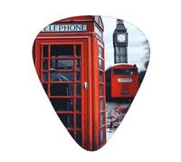 One Size Guitar Picks Bulk 3 Different Thickness Personalized Guitar Plectrums With Storage Box England Uk Retro London Telephone Guitar Accessories For Bass Electric Guitar Acoustic Guitar Lovers