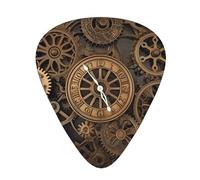 One Size Guitar Picks Bulk 3 Different Thickness Personalized Guitar Plectrums With Storage Box Steampunk Gears Clock Guitar Accessories For Bass Electric Guitar Acoustic Guitar Lovers