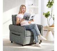 (One Size) HOMCOM Armchair, Faux Leather Accent Chair with Thicken Cushion, Grey