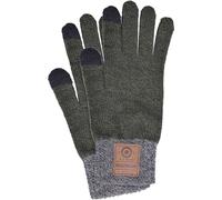 (One Size, Khaki/Charcoal) Lambretta Mens Turn Up Touchscreen Compatible Knitted Warm Winter Gloves