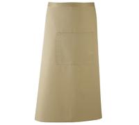 (One Size, Khaki) Premier Unisex Colours Bar Apron / Workwear (Long Continental Style) (Pack of 2)