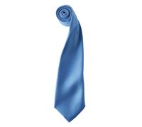 Premier Men's Plain Satin Tie (Narrow Blade) in Mid Blue Premier Mid Blue One Size