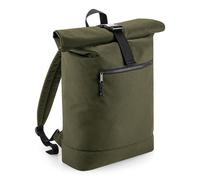 (One Size, Military Green) Bagbase Rolled Top Recycled Backpack