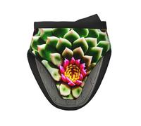 One Size Mini Silicone Oven Mitts Set â€“ Blooming Cactus Flower Print Pot Holders, Compact Kitchen Mittens with Hanging Loop