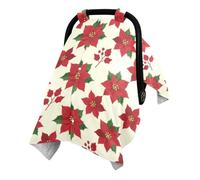 One Size Minky Car Seat Canopy Creates Private Rest Space for Baby | Breathable Baby Car Seat Canopy Nursing Privacy Use Festive Poinsettia Holly