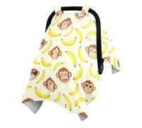 One Size Minky Car Seat Canopy Creates Private Rest Space for Baby | Breathable Infant Car Seat Cover Diaper Changing Station Funny Monkey Banana
