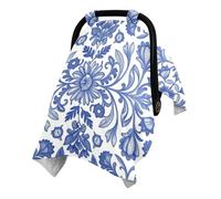 One Size Minky Car Seat Canopy Creates Private Rest Space for Baby | Minky Dot Reverse Side Minky Baby Blanket Baby Car Seat Usage Blue and White Wildflower