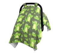 One Size Minky Car Seat Canopy Creates Private Rest Space for Baby | Skin Friendly Infant Car Seat Cover Baby Car Seat Usage Cute Green Crocodiles