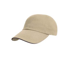 (One Size, Natural/Navy) Result Mens Heavy Brushed Cotton Sandwich Peak Baseball Cap