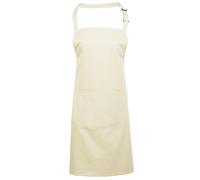 (One Size, Natural) Premier Ladies/Womens Colours Bip Apron With Pocket / Workwear (Pack of 2)