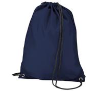 (One Size, Navy Blue) BagBase Budget Water Resistant Sports Gymsac Drawstring Bag (11 Litres) (Pack of 2)