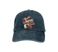 (One Size, navy) Fender Since 1954 Stratocaster Unisex Vintage Jeans Baseball Hat Adjustable Denim Cap Trucker Hat