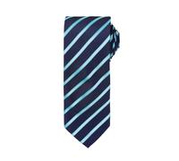 (One Size, Navy/Turquoise) Premier Mens Stripe Tie