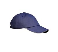(One Size, Navy/White) Result Unisex Low Profile Heavy Brushed Cotton Baseball Cap With Sandwich Peak (Pack of 2)