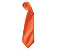 (One Size, Orange) Premier Mens Plain Satin Tie (Narrow Blade)