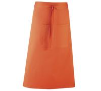 (One Size, Orange) Premier Unisex Colours Bar Apron / Workwear (Long Continental Style) (Pack of 2)